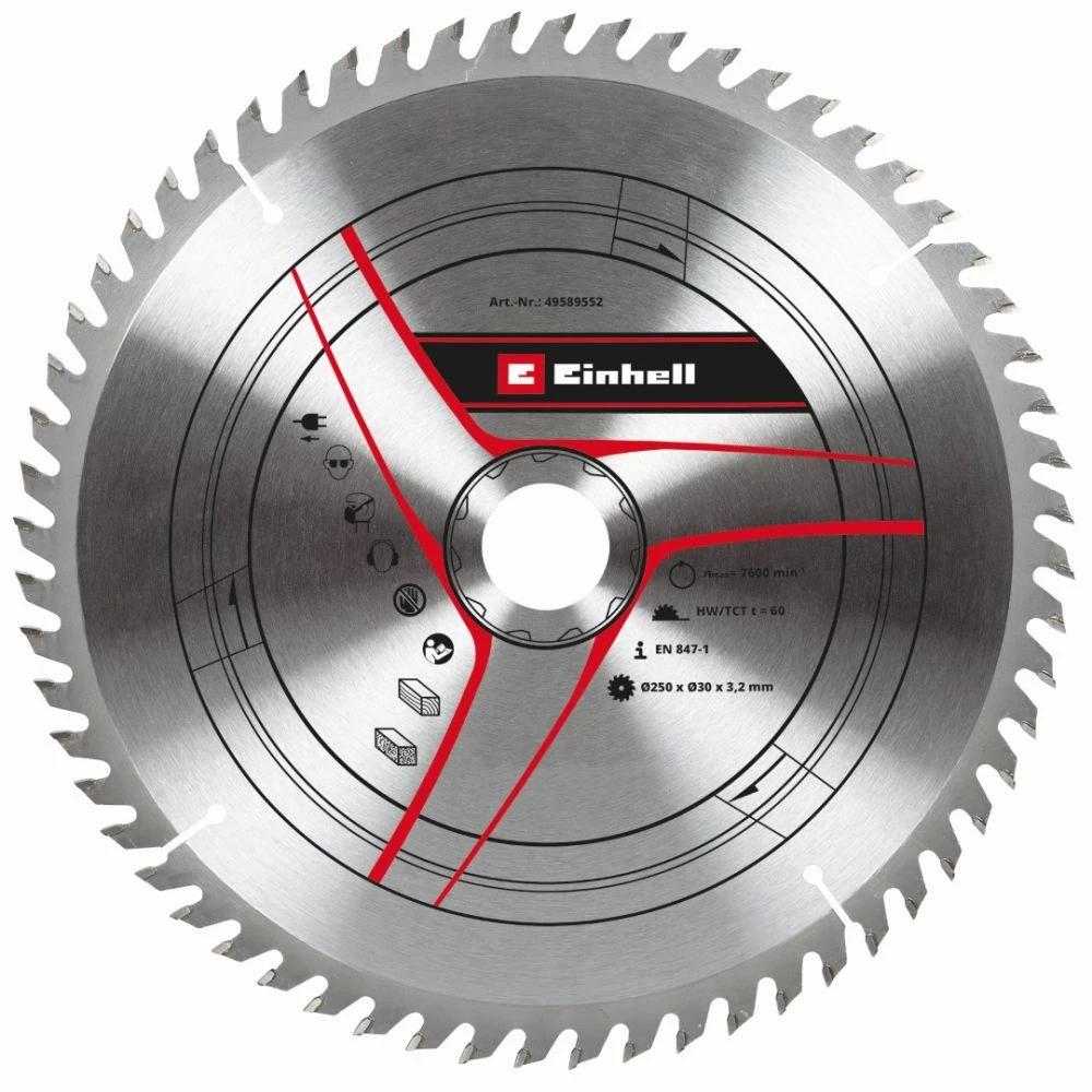 Einhell TCT-rundsavsklinge Ø250x30 Mm T60 3 Einhell TCT-rundsavsklinge Ø250x30 Mm T60