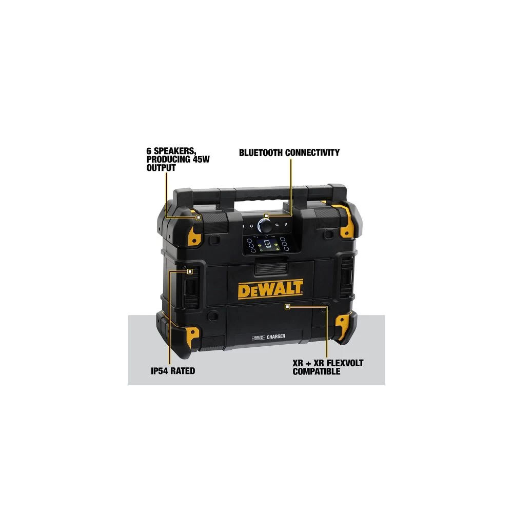 DeWALT TSTAK Radio Med Oplader 18V Og 54v - DWST1-81078-QW 3 DeWALT TSTAK Radio Med Oplader 18V Og 54v - DWST1-81078-QW