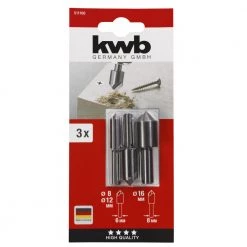 Einhell KWB Forsænkersæt 3 Dele 8/12/16 Mm SB-kort